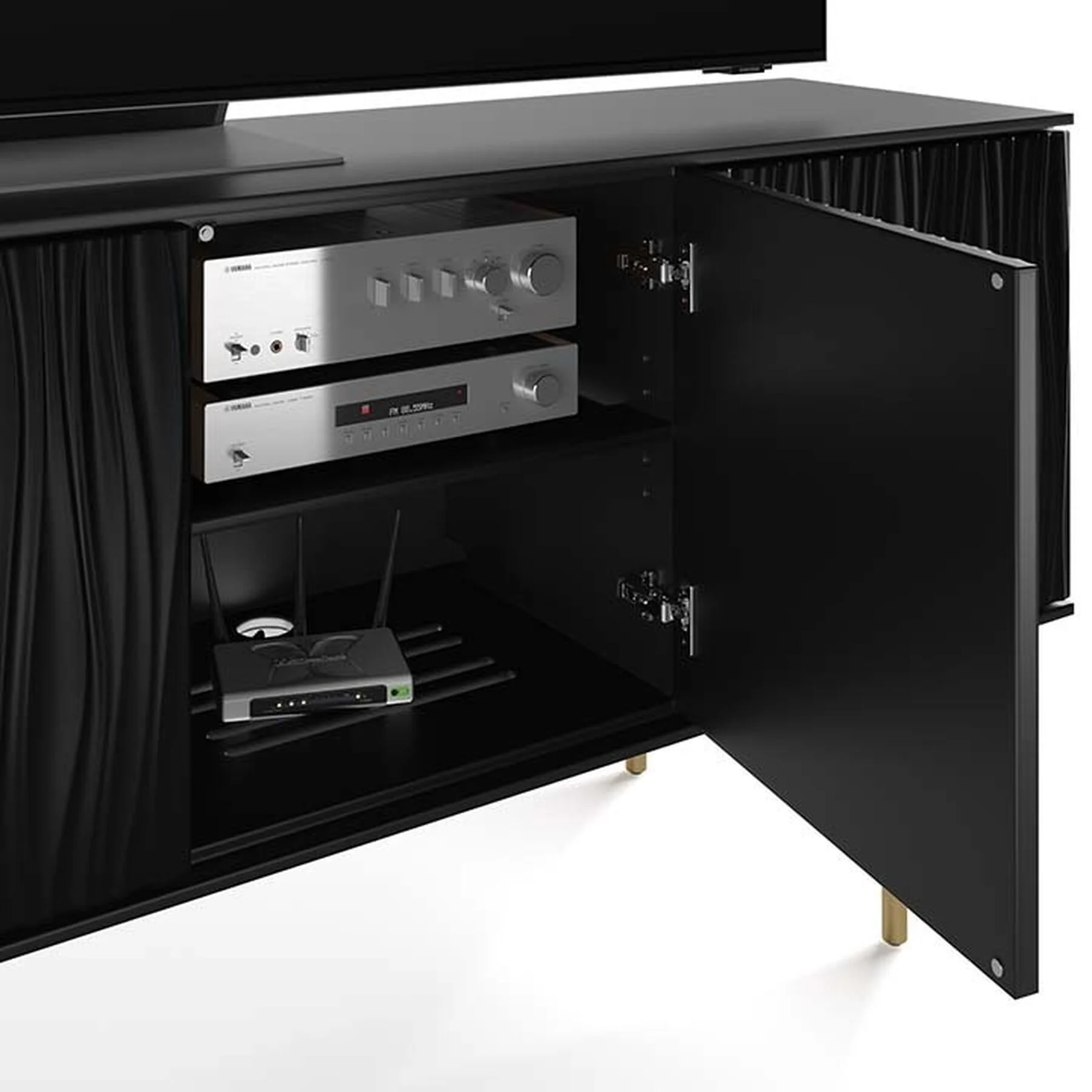 tanami 7109 bdi black storage credenza tv cabinet built in ventilation heat management 720